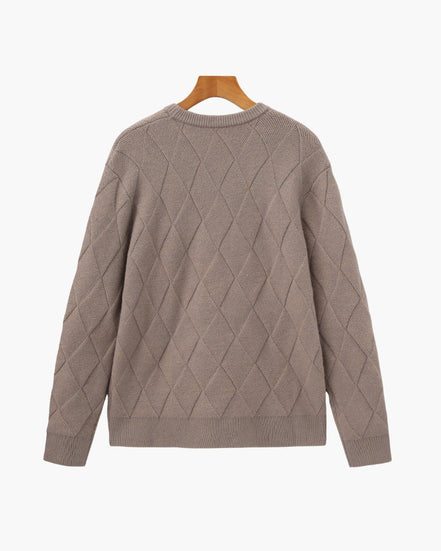 Suéter Cuello Redondo Diamond Knit Tejido Diamante Colección Exclusiva Uso Diario