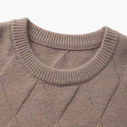 Suéter Cuello Redondo Diamond Knit Tejido Diamante Colección Exclusiva Uso Diario