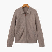 Heritage Cardigan De Punto Diamante Con Cremallera En Mezcla De Lana Y Algodón Edición Limitada