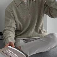 Cesare Suéter Con Cremallera Parcial Colección Algodón Premium Old Money Edición Limitada