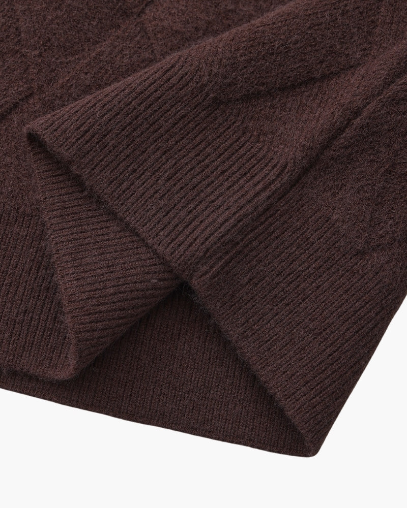 Suéter Cuello Redondo Diamond Knit Tejido Diamante Colección Exclusiva Uso Diario