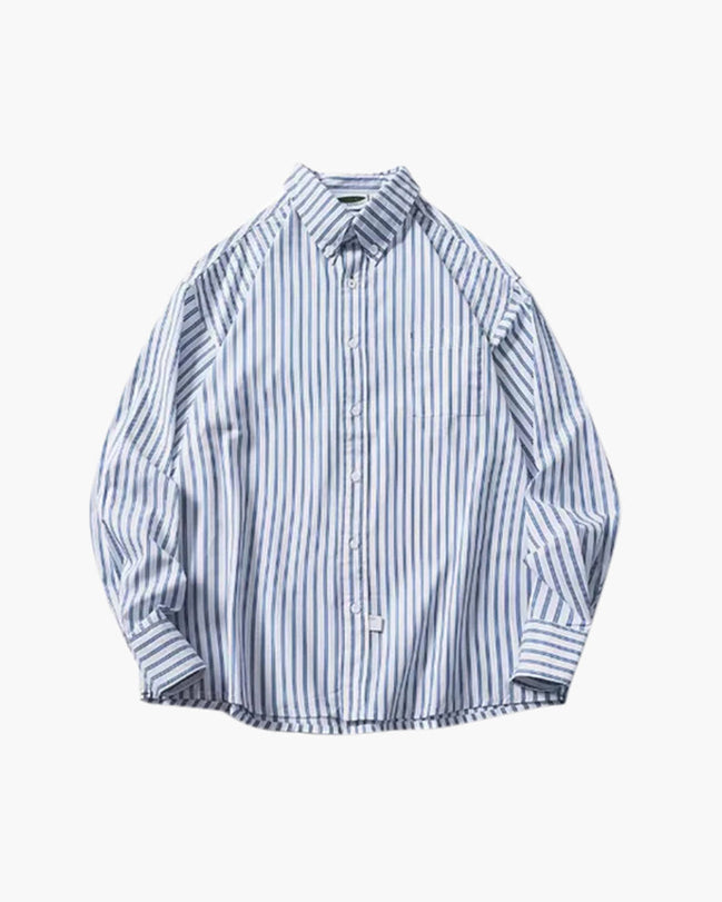 Camisa Oversized A Rayas De Algodón Premium
