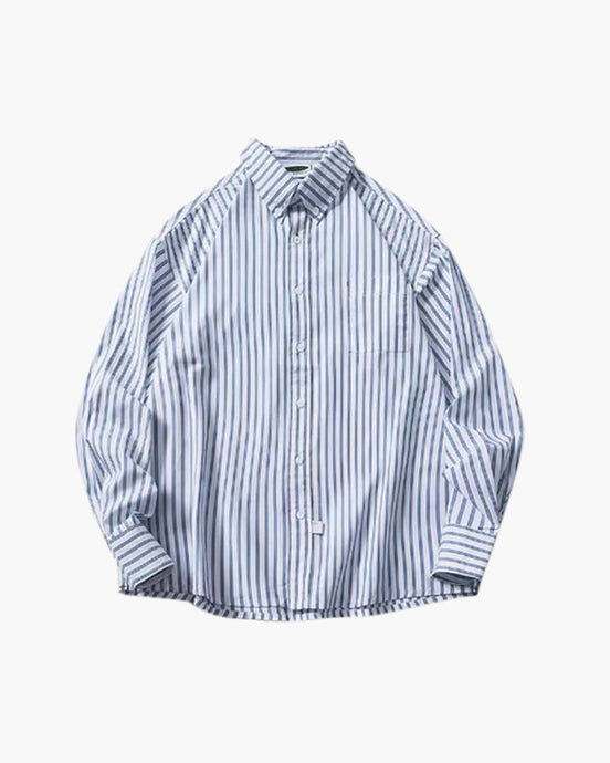 Camisa Oversized A Rayas De Algodón Premium