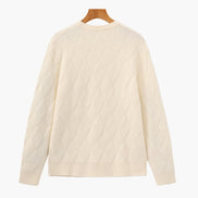 Suéter Cuello Redondo Diamond Knit Tejido Diamante Colección Exclusiva Uso Diario