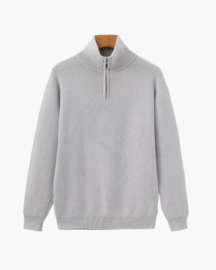 Suéter De Punto Refinado Con Media Cremallera Algodón Premium Colección Exclusiva