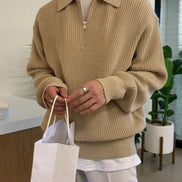 Cesare Suéter Con Cremallera Parcial Colección Algodón Premium Old Money Edición Limitada