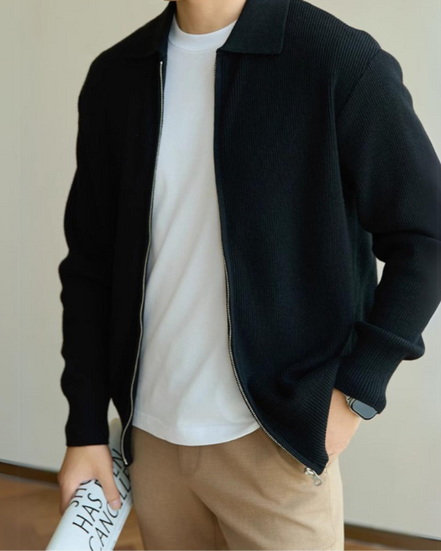 Chaleco De Lana Premium 100 Por Ciento Con Cremallera Y Cuello Estructurado Colección Exclusiva Para Hombre