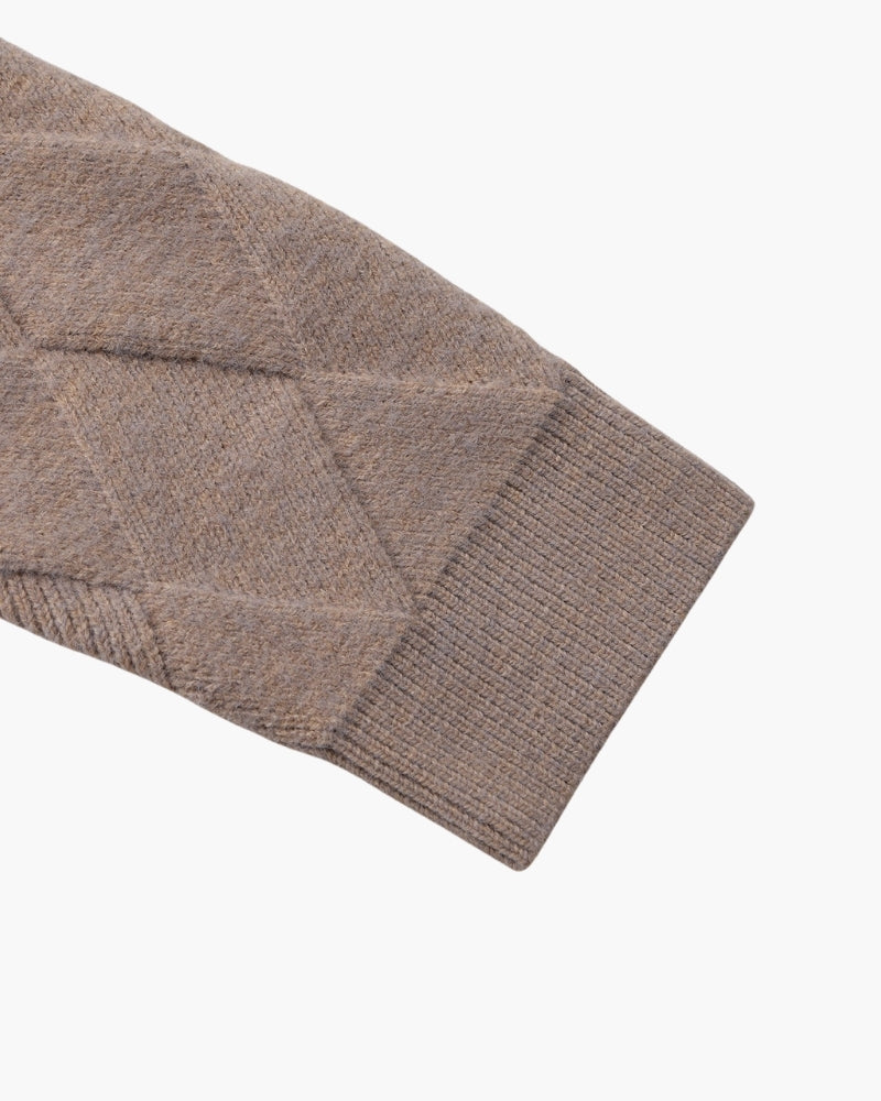 Heritage Cardigan De Punto Diamante Con Cremallera En Mezcla De Lana Y Algodón Edición Limitada