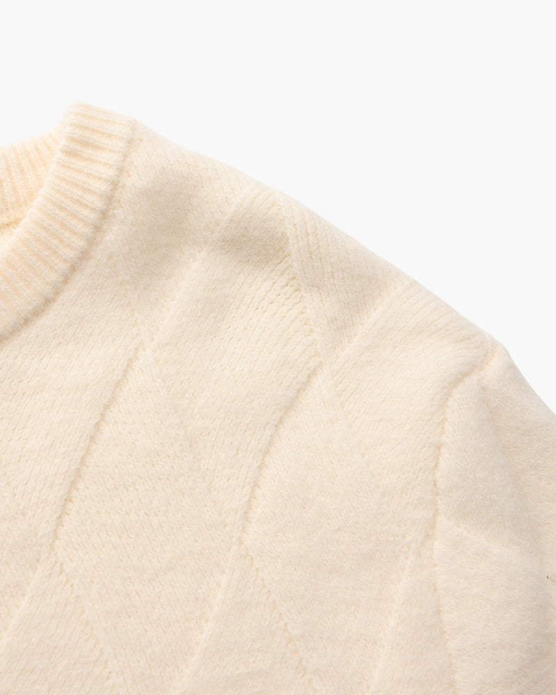 Suéter Cuello Redondo Diamond Knit Tejido Diamante Colección Exclusiva Uso Diario