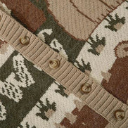 Cárdigan De Punto Con Estampado Animal Jacquard, Botones Frontales, Corte Suelto, Edición Exclusiva