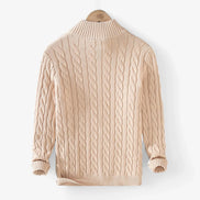 Suéter Trenzado de Algodón Premium Exclusivo con Cremallera