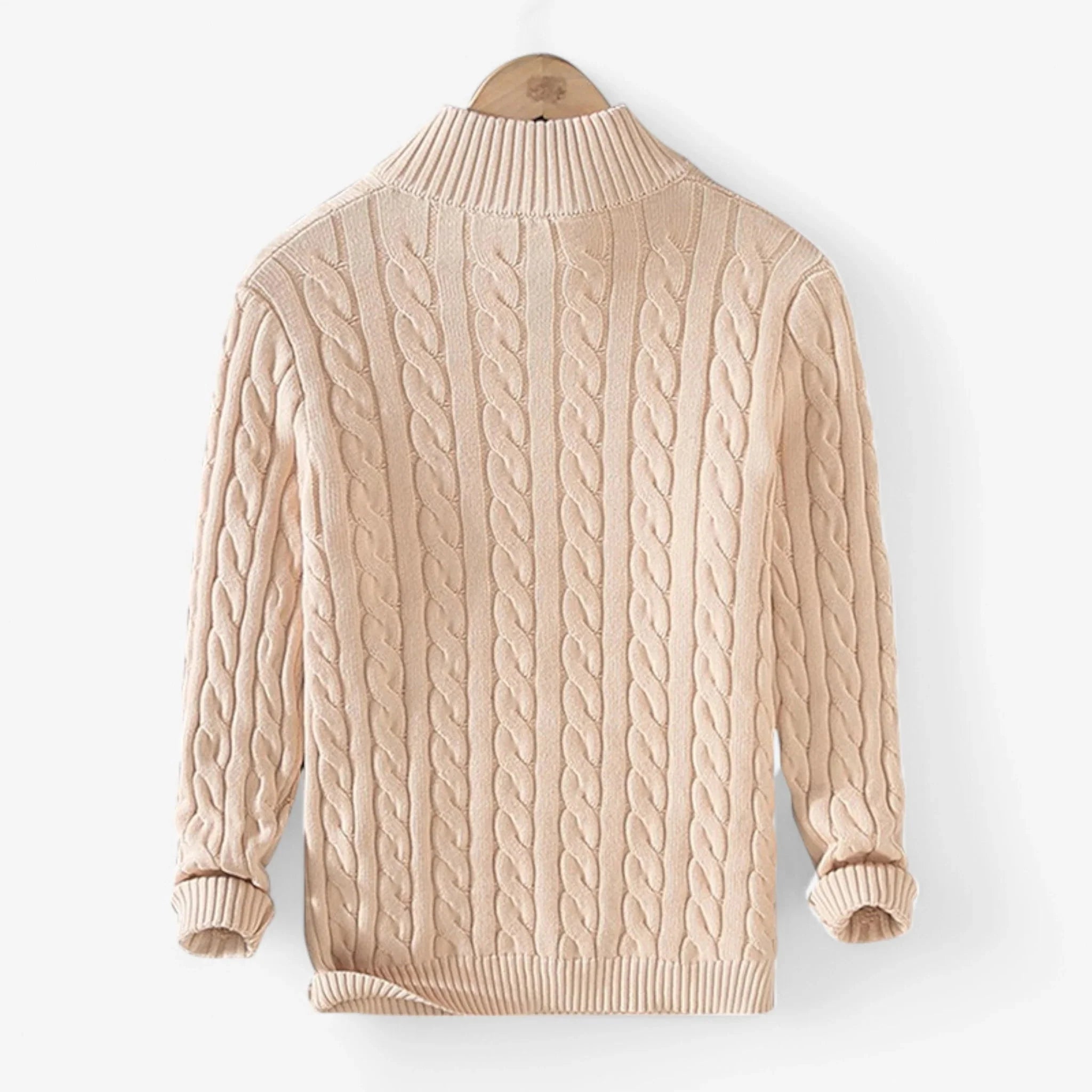 Suéter Trenzado de Algodón Premium Exclusivo con Cremallera