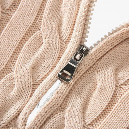 Suéter Trenzado de Algodón Premium Exclusivo con Cremallera