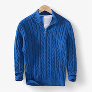 Suéter Trenzado de Algodón Premium Exclusivo con Cremallera