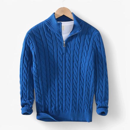 Suéter Trenzado de Algodón Premium Exclusivo con Cremallera