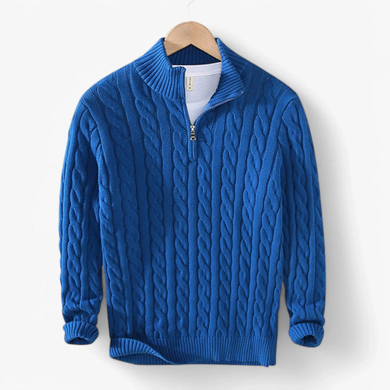 Suéter Trenzado de Algodón Premium Exclusivo con Cremallera