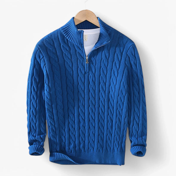 Suéter Trenzado de Algodón Premium Exclusivo con Cremallera