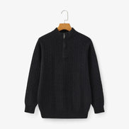 Suéter de Cachemira Heritage con Media Cremallera y Punto Trenzado de Cuello Alto Exclusivo