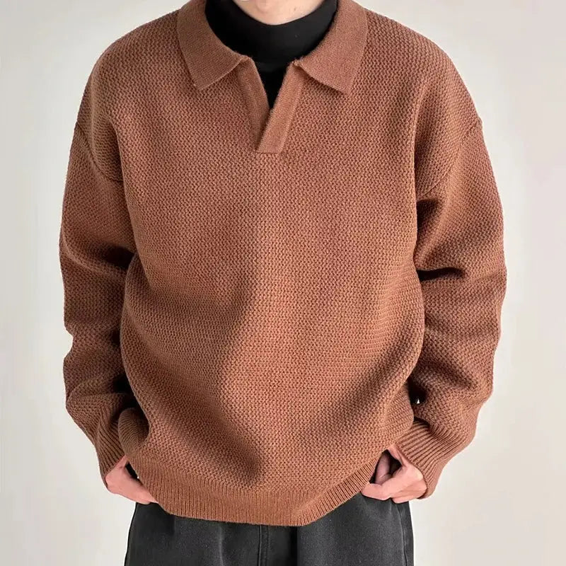 Suéter De Punto Premium Con Cuello Caído Estructurado Textura Suave Colección Exclusiva