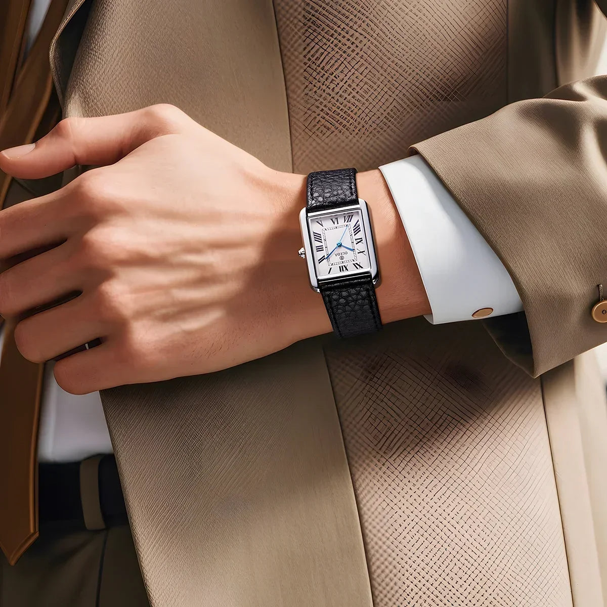 Reloj Cuarzo Clásico Pulsera Cuero Texturizado Colección Elegancia Edición Limitada