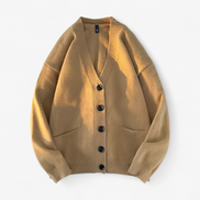 Cardigan De Punto Premium Con Escote En V Y Botones Negros