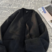 Cardigan De Punto Premium Con Escote En V Y Botones Negros