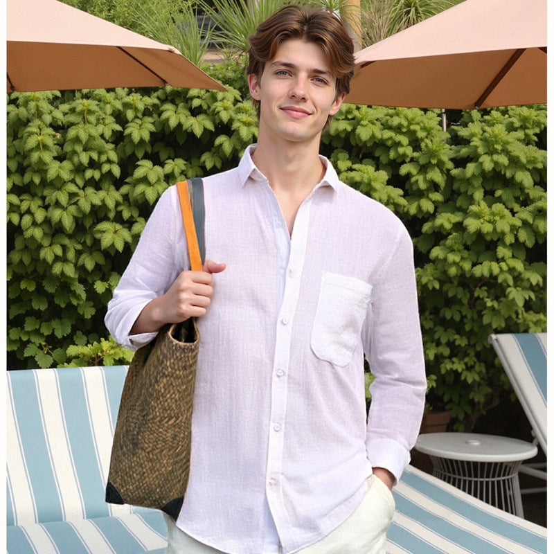Camisa Casual de Algodón y Lino Corte Slim Colección Premium Edición Limitada para Estilos Elegantes