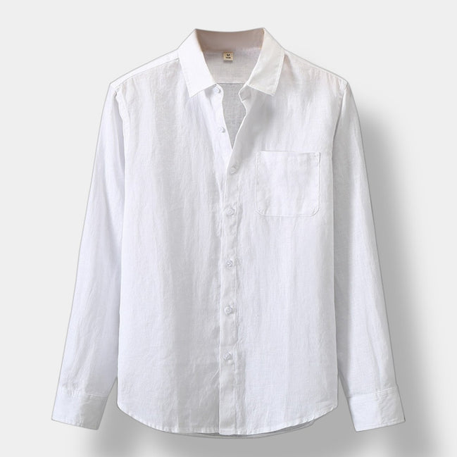 Old Money Camisa De Lino Larga De La Colección Linen Con Detalle De Exclusividad