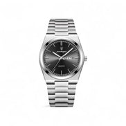 Old Money Reloj Mecánico de Cuerda Manual, Caja y Correa en Acero Cepillado Plateado, Esfera Esmeralda Edición Limitada