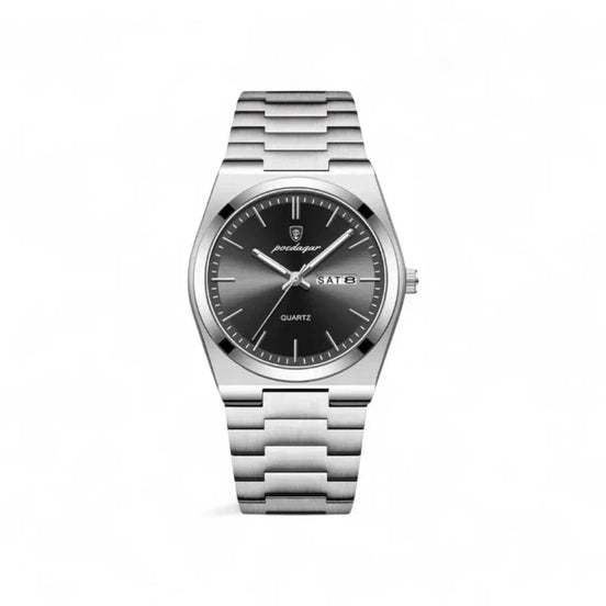 Old Money Reloj Mecánico de Cuerda Manual, Caja y Correa en Acero Cepillado Plateado, Esfera Esmeralda Edición Limitada