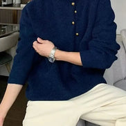 Suéter De Punto Canalé Premium Con Cuello Falso Inspiración Coreana Edición Limitada