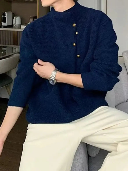 Suéter De Punto Canalé Premium Con Cuello Falso Inspiración Coreana Edición Limitada