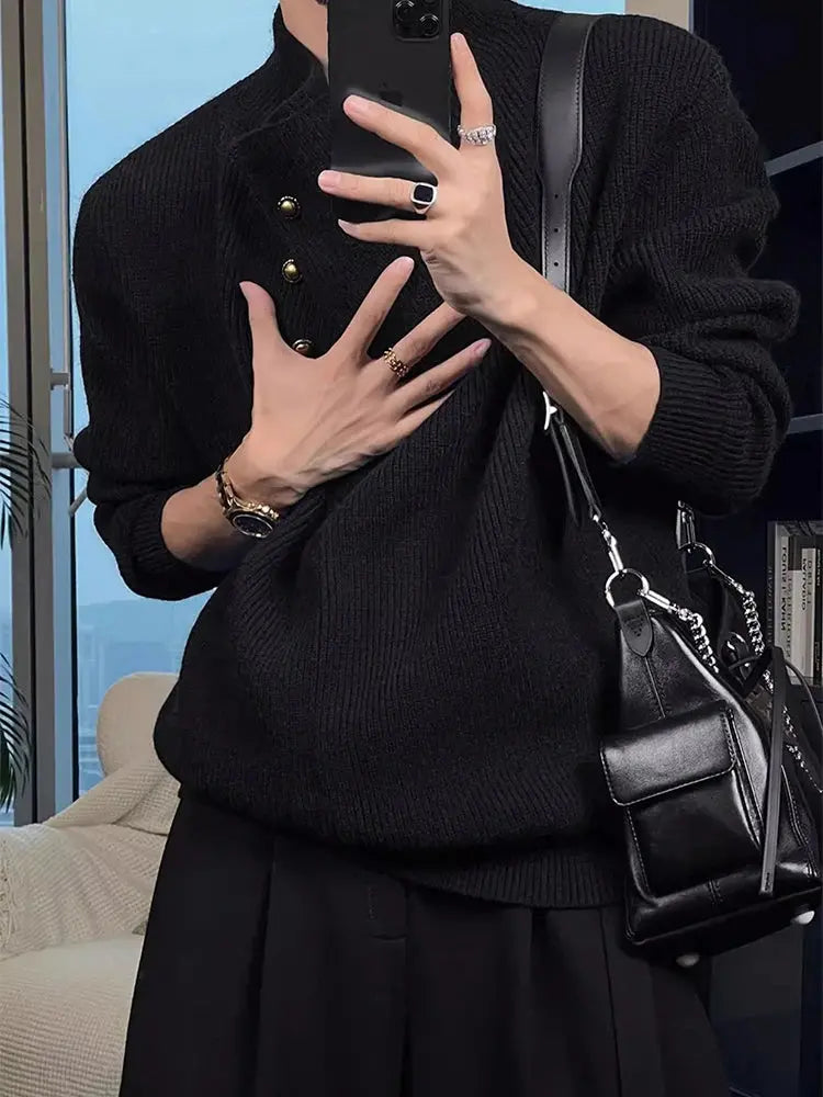 Suéter De Punto Canalé Premium Con Cuello Falso Inspiración Coreana Edición Limitada