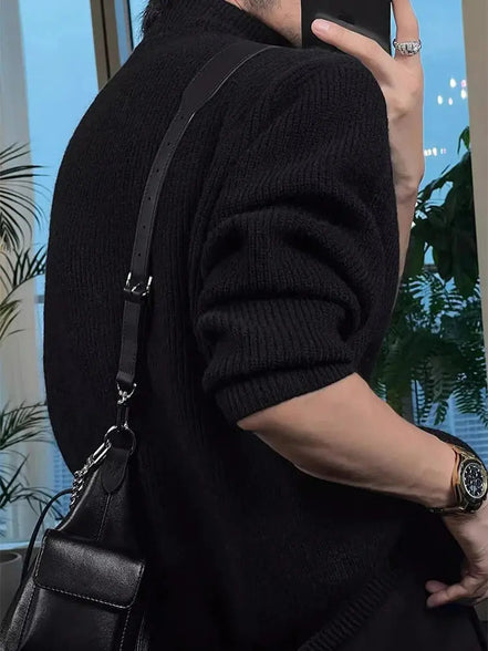 Suéter De Punto Canalé Premium Con Cuello Falso Inspiración Coreana Edición Limitada