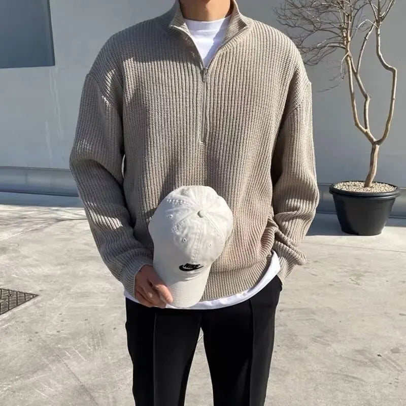 Suéter De Punto Canelado Con Media Cremallera, Colección Premium, Edición Limitada