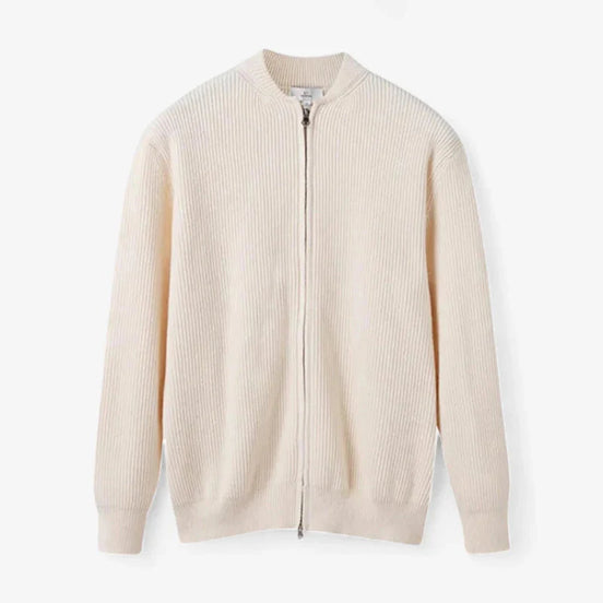 Cardigan Heritage Knit Con Cierre Completo Textura Canelada Colección Sutil Exclusiva