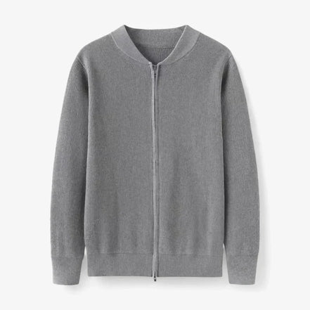 Cardigan Heritage Knit Con Cierre Completo Textura Canelada Colección Sutil Exclusiva