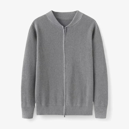 Cardigan Heritage Knit Con Cierre Completo Textura Canelada Colección Sutil Exclusiva