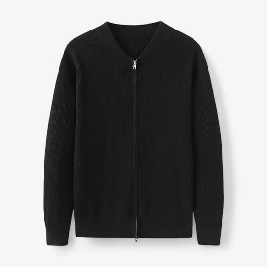 Cardigan Heritage Knit Con Cierre Completo Textura Canelada Colección Sutil Exclusiva