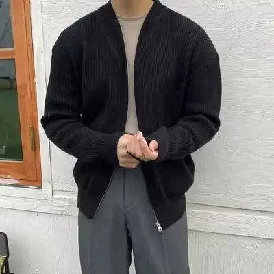 Cardigan Heritage Knit Con Cierre Completo Textura Canelada Colección Sutil Exclusiva