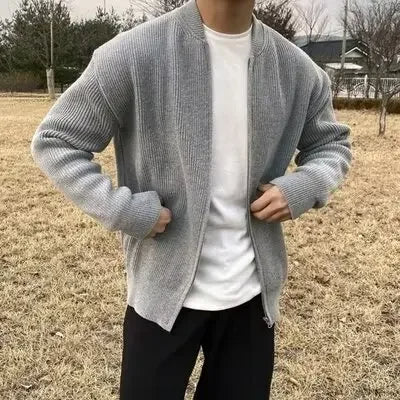 Cardigan Heritage Knit Con Cierre Completo Textura Canelada Colección Sutil Exclusiva