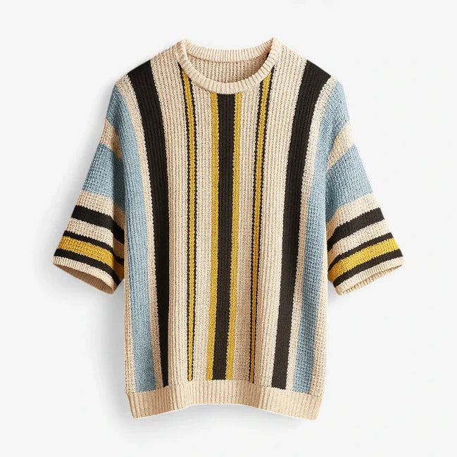 Top De Punto Calado Con Rayas Verticales Silueta Suelta Y Atemporal Edición Limitada Colección Lujo