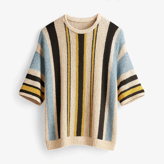 Top De Punto Calado Con Rayas Verticales Silueta Suelta Y Atemporal Edición Limitada Colección Lujo