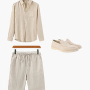 Conjunto Tranquilo Lino 100 Por Ciento Ante Colección Minimalista Exclusiva Para Quienes Aprecian Discreta Sofisticación