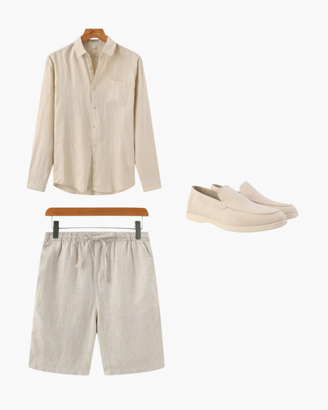 Conjunto Tranquilo Lino 100 Por Ciento Ante Colección Minimalista Exclusiva Para Quienes Aprecian Discreta Sofisticación