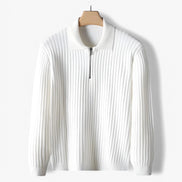 Suéter Canalé Algodón Con Media Cremallera Exclusiva