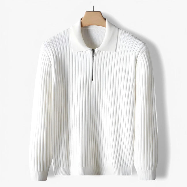 Suéter Canalé Algodón Con Media Cremallera Exclusiva