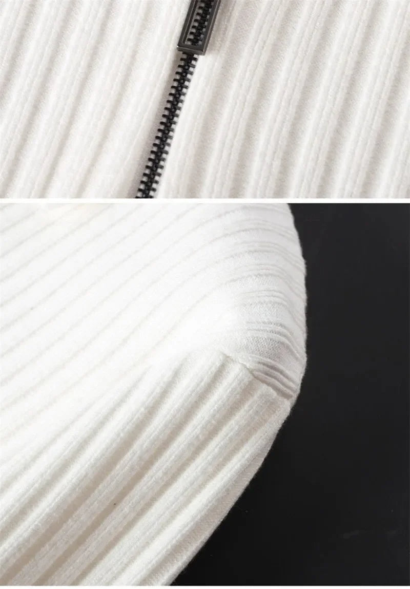 Suéter Canalé Algodón Con Media Cremallera Exclusiva