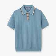 Polo De Punto Con Textura Chevron Y Gola Contrastante, Toque Sedoso Y Elástico, Colección Exclusiva