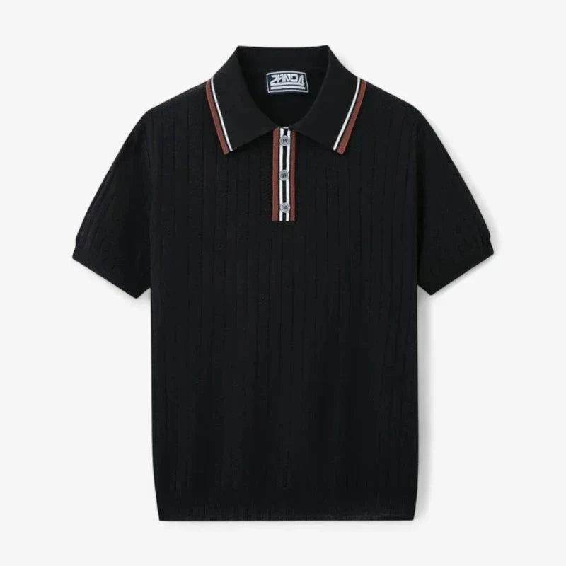 Polo De Punto Con Textura Chevron Y Gola Contrastante, Toque Sedoso Y Elástico, Colección Exclusiva